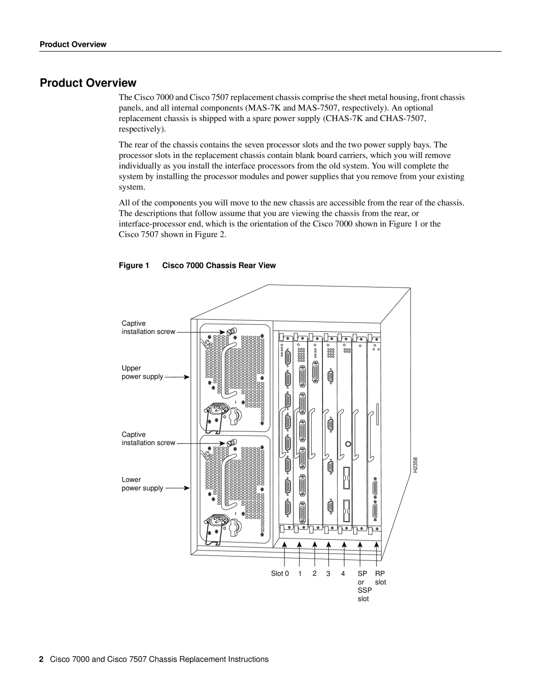 Cisco Systems CHAS-7507, MAS-7507, MAS-7K, CHAS-7K manual Product Overview, Cisco 7000 Chassis Rear View 