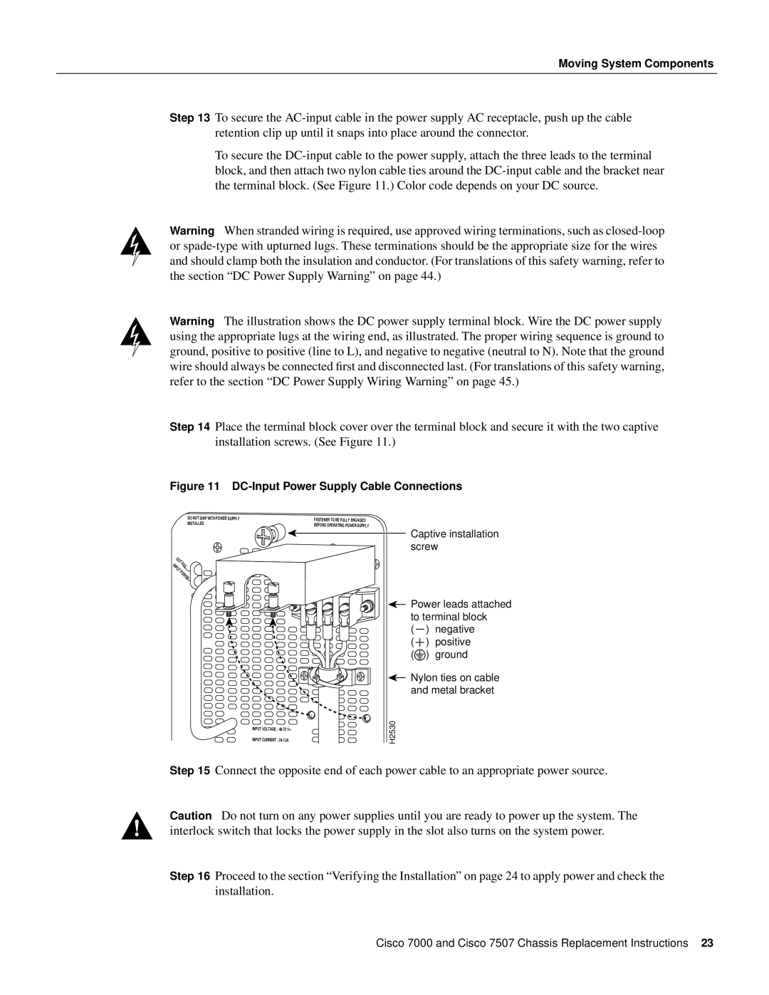 Cisco Systems CHAS-7K, MAS-7507, MAS-7K, CHAS-7507 manual DC-Input Power Supply Cable Connections 
