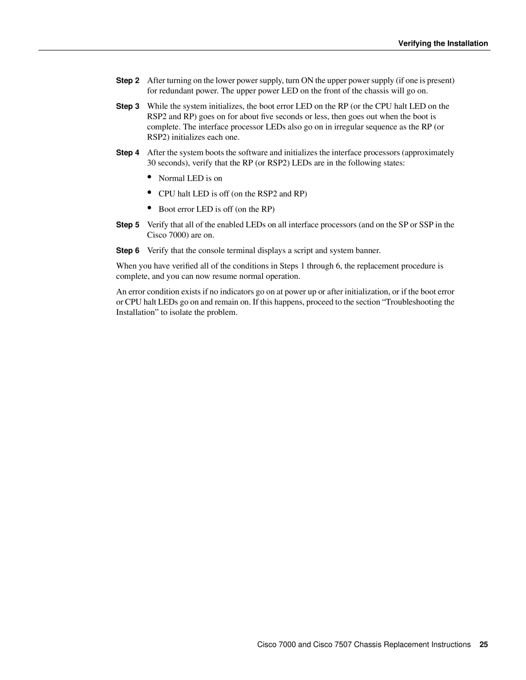 Cisco Systems MAS-7K, MAS-7507, CHAS-7507, CHAS-7K manual Verifying the Installation 