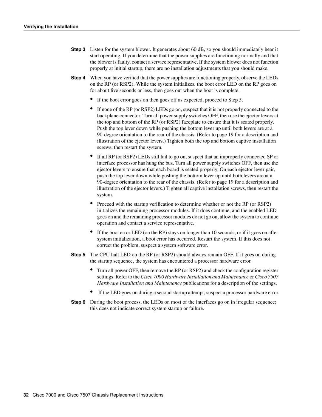 Cisco Systems MAS-7507, MAS-7K, CHAS-7507, CHAS-7K manual Verifying the Installation 