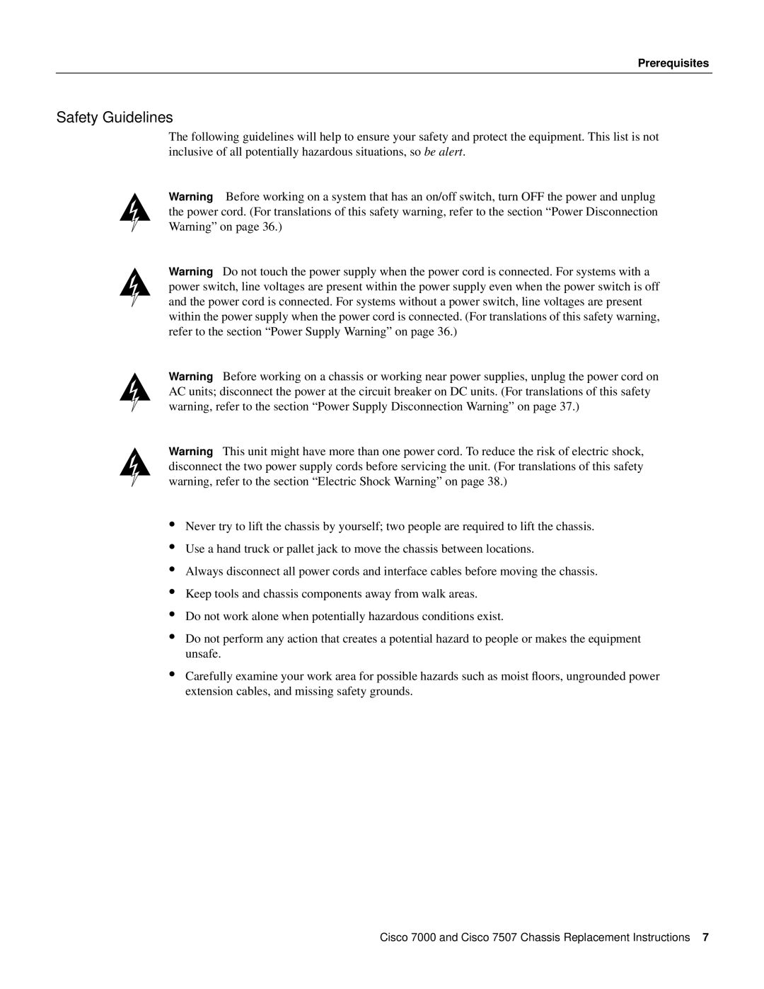 Cisco Systems CHAS-7K, MAS-7507, MAS-7K, CHAS-7507 manual Safety Guidelines 