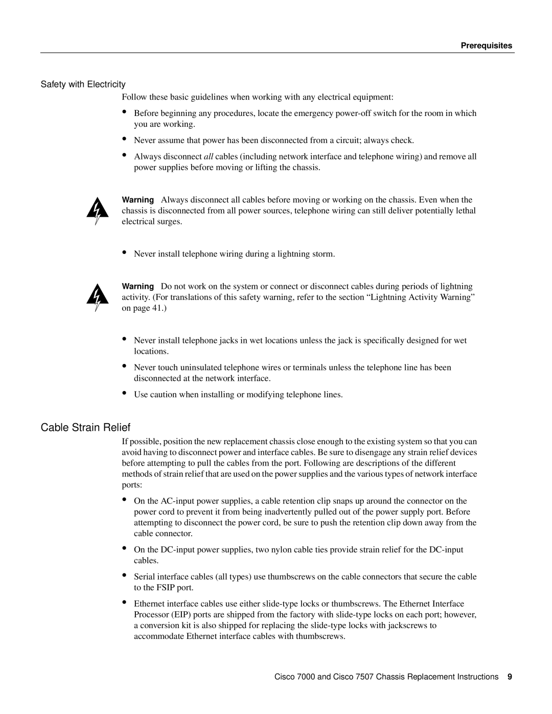 Cisco Systems MAS-7K, MAS-7507, CHAS-7507, CHAS-7K manual Cable Strain Relief, Safety with Electricity 