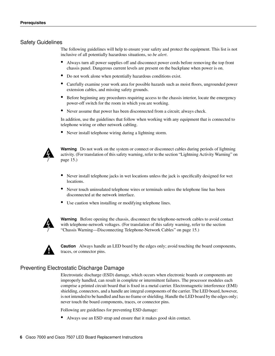 Cisco Systems MAS-7KLED manual Safety Guidelines, Preventing Electrostatic Discharge Damage 