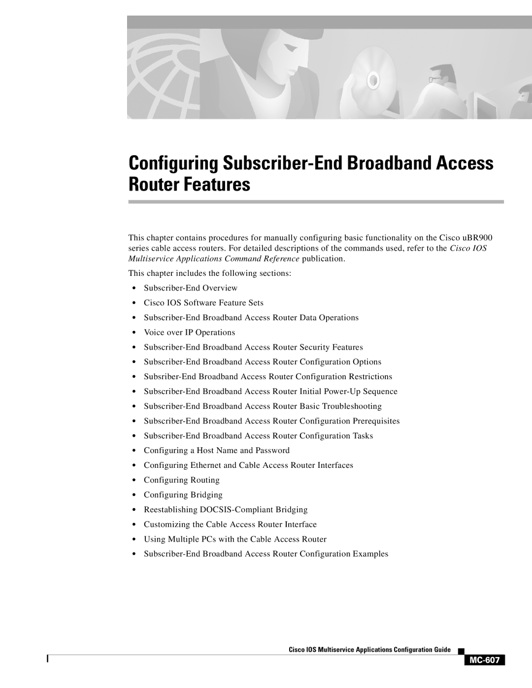 Cisco Systems MC-607 manual Configuring Subscriber-End Broadband Access Router Features 