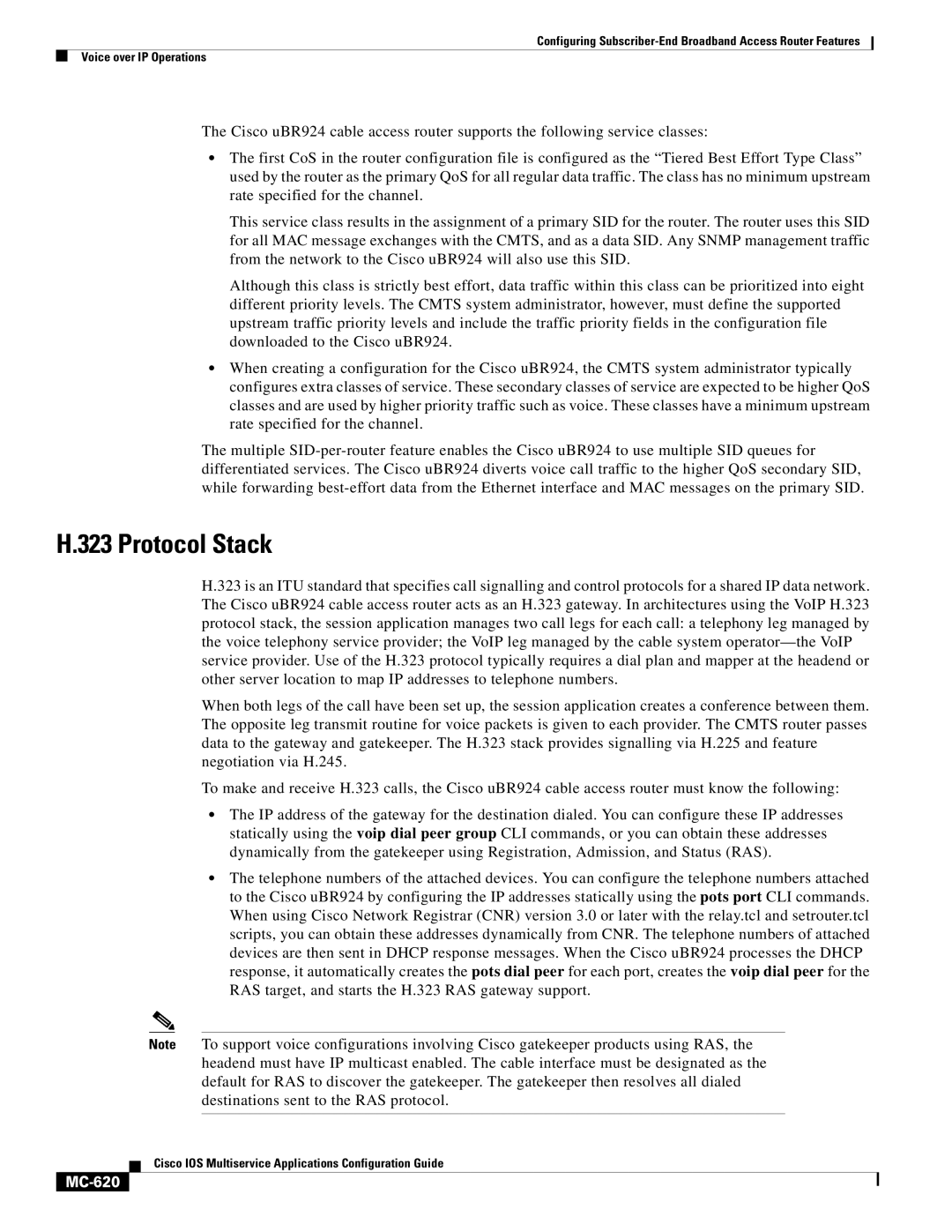 Cisco Systems MC-607 manual Protocol Stack, MC-620 