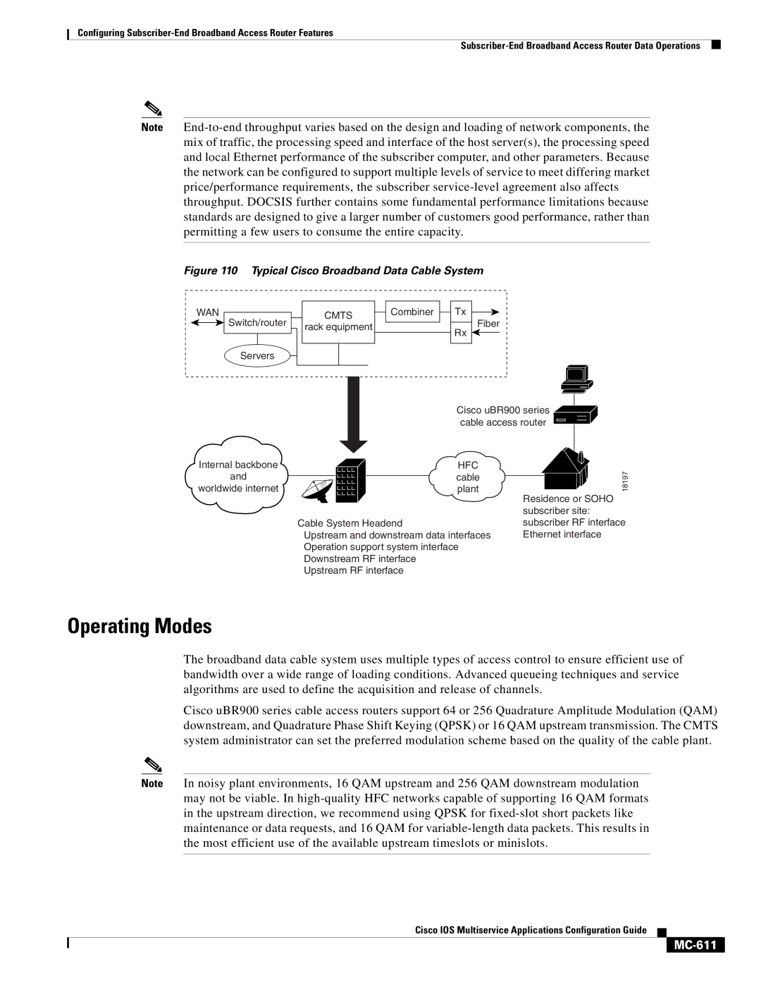 Cisco Systems MC-607 manual Operating Modes, MC-611 