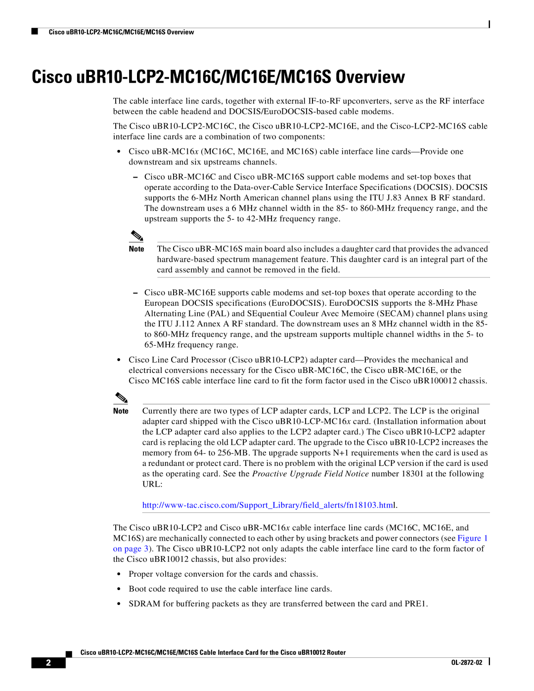 Cisco Systems uBR10-LCP2-MC16E, uBR10-LCP2-MC16S technical specifications Cisco uBR10-LCP2-MC16C/MC16E/MC16S Overview 