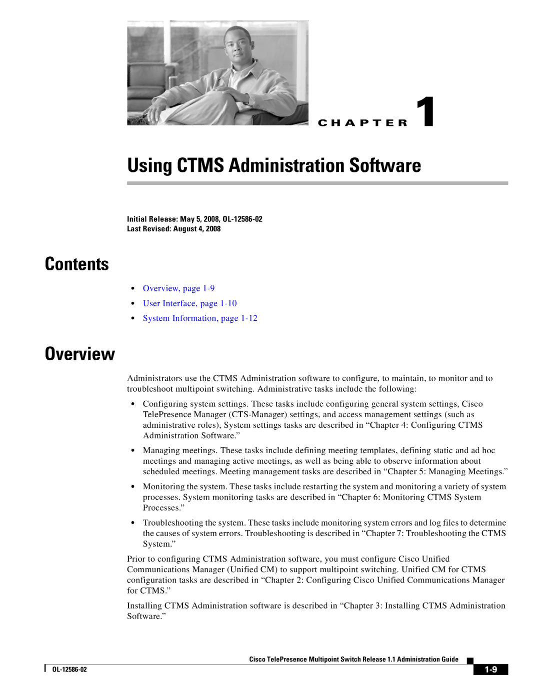 Cisco Systems MCS 7800 Series manual Contents, Overview 