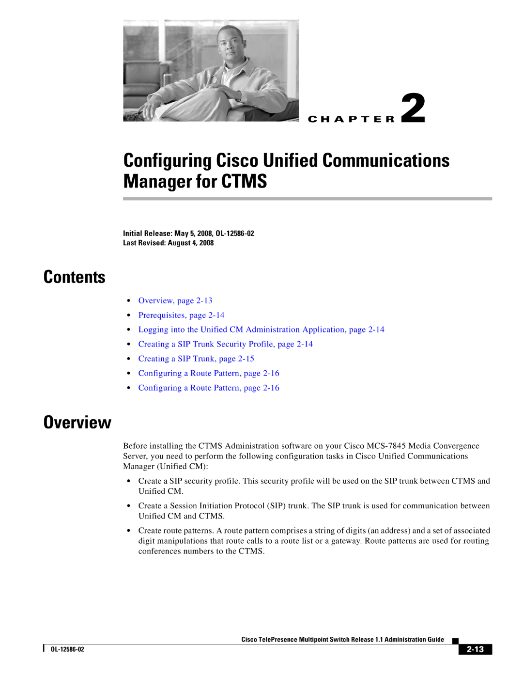 Cisco Systems MCS 7800 Series manual Configuring Cisco Unified Communications Manager for Ctms 