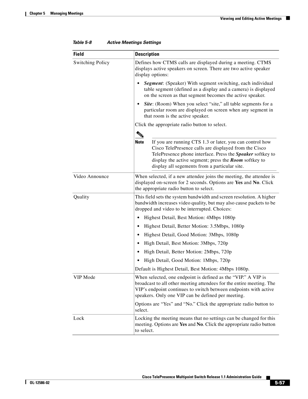 Cisco Systems MCS 7800 Series manual Viewing and Editing Active Meetings 