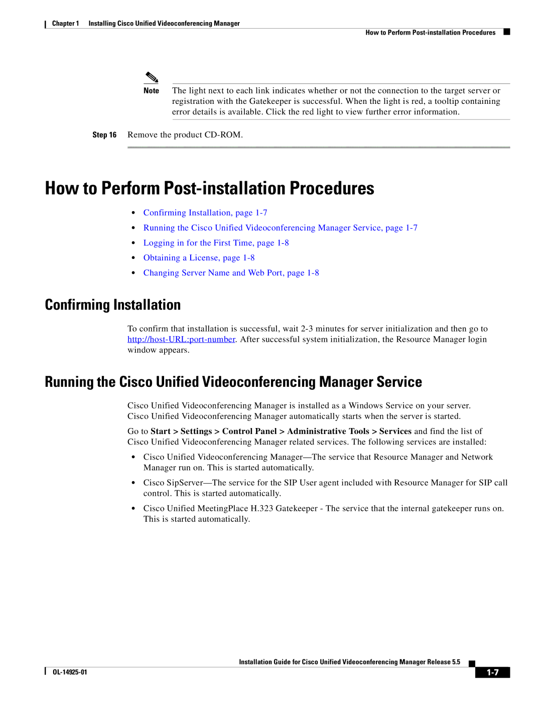 Cisco Systems MCS 7835 Series, MCS 7825 Series manual How to Perform Post-installation Procedures, Confirming Installation 