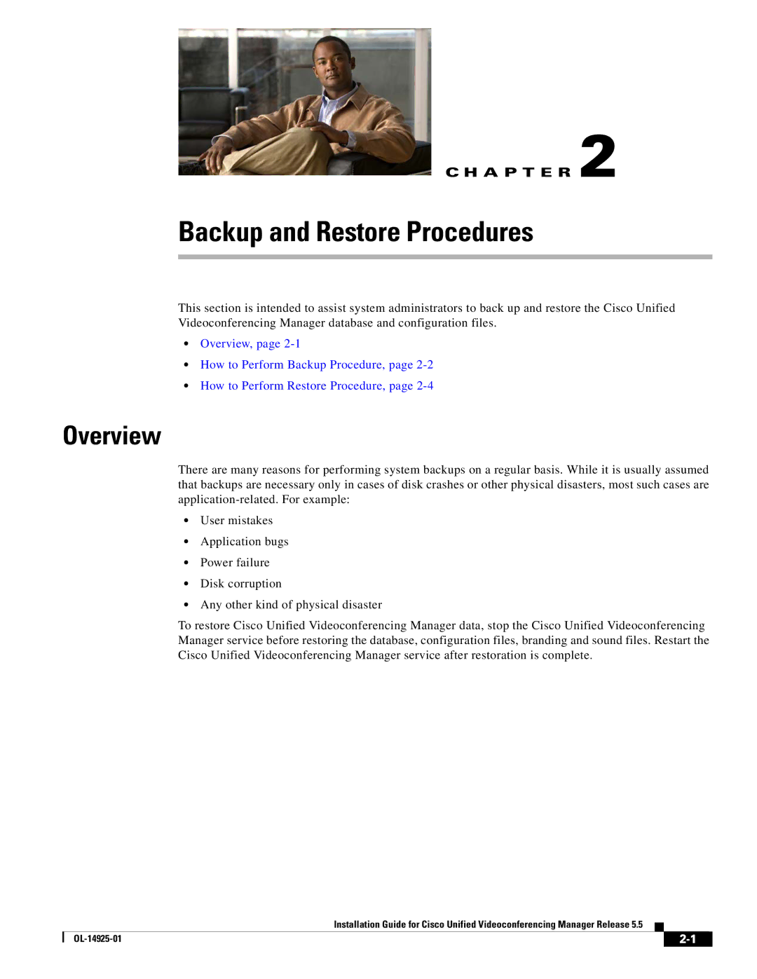 Cisco Systems MCS 7825 Series, MCS 7845 Series, MCS 7835 Series manual Backup and Restore Procedures, Overview 