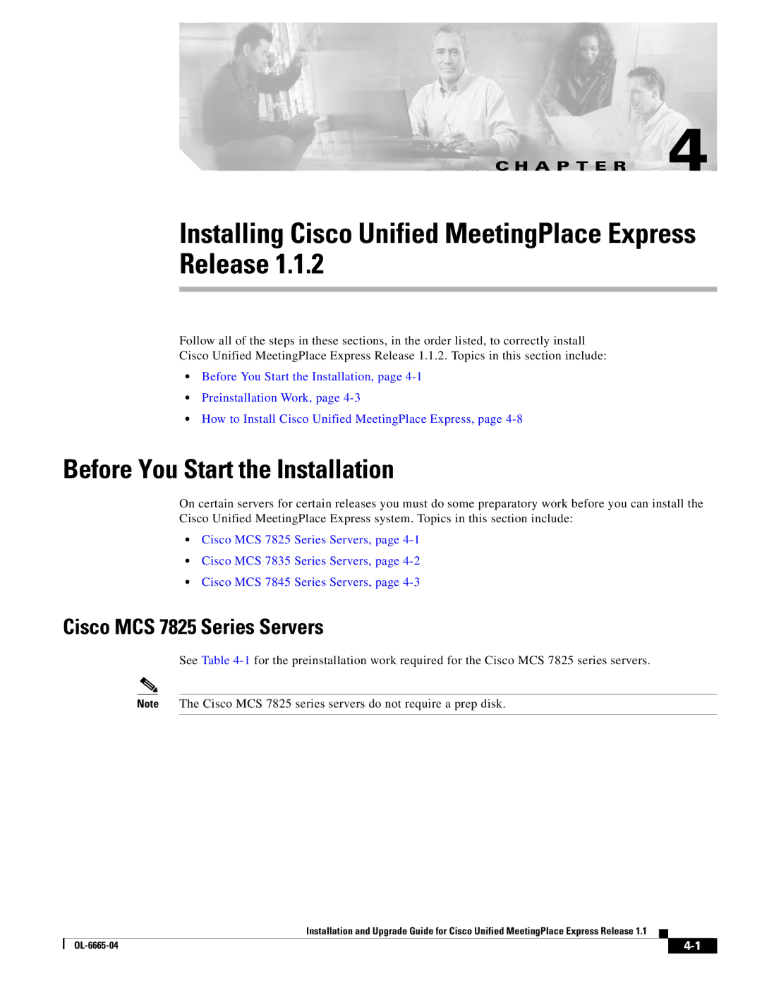 Cisco Systems MCS 7835, MCS 7845 manual Before You Start the Installation, Cisco MCS 7825 Series Servers 