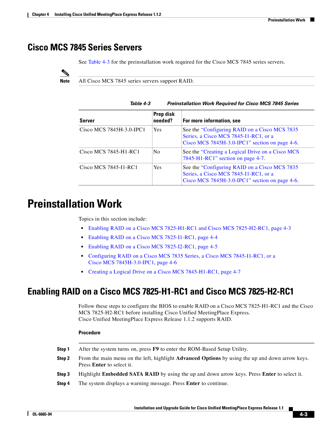 Cisco Systems MCS 7835, MCS 7825 manual Preinstallation Work, Cisco MCS 7845 Series Servers 