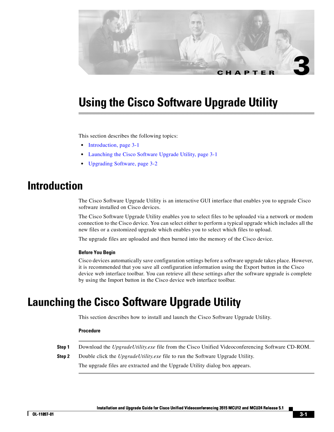 Cisco Systems MCU24 Using the Cisco Software Upgrade Utility, Introduction, Launching the Cisco Software Upgrade Utility 