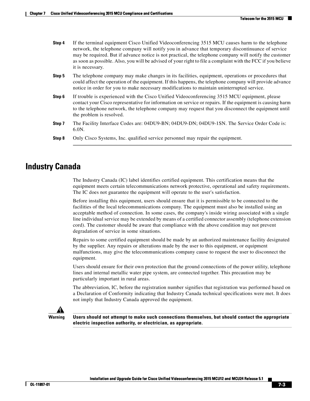 Cisco Systems MCU24 manual Industry Canada 