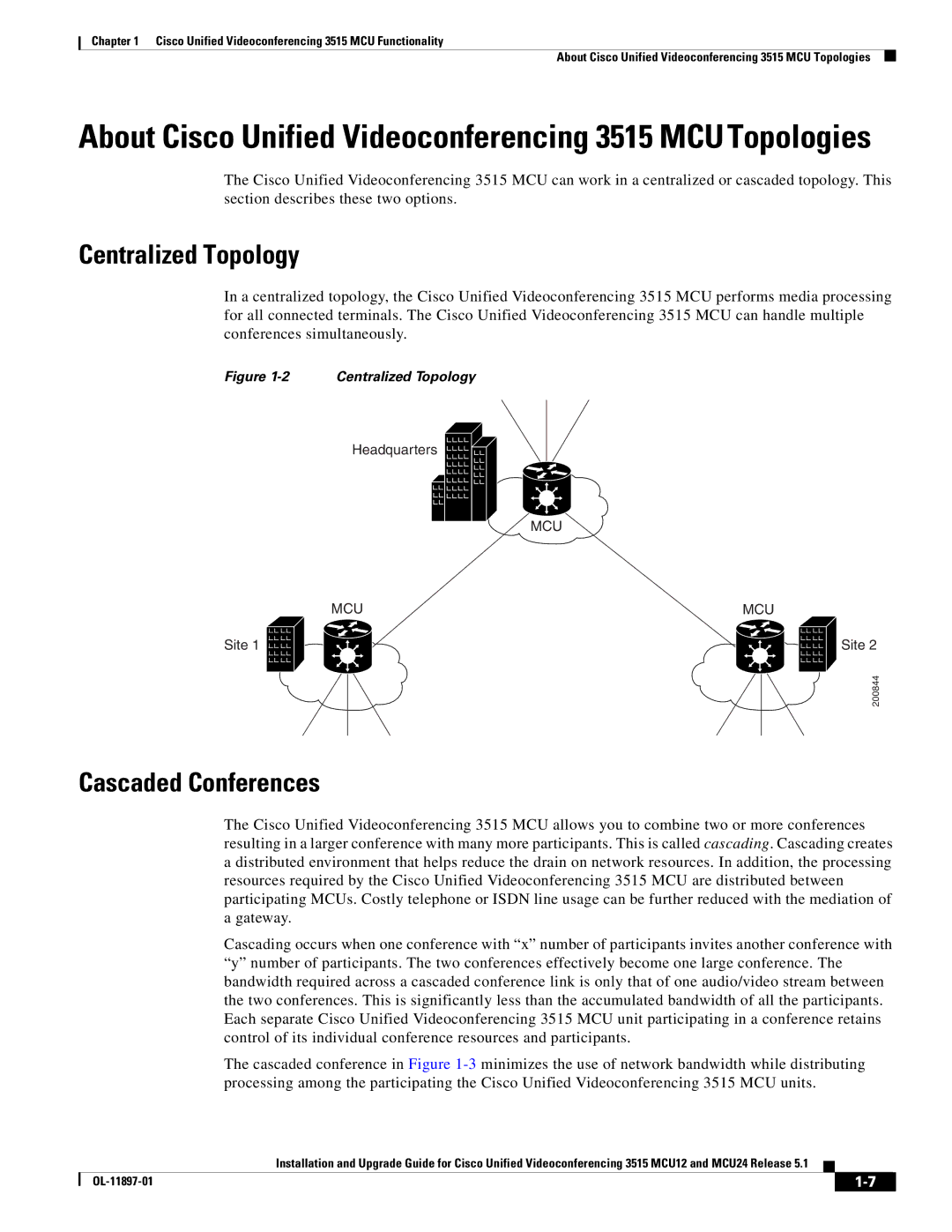 Cisco Systems MCU24 manual Centralized Topology, Cascaded Conferences 