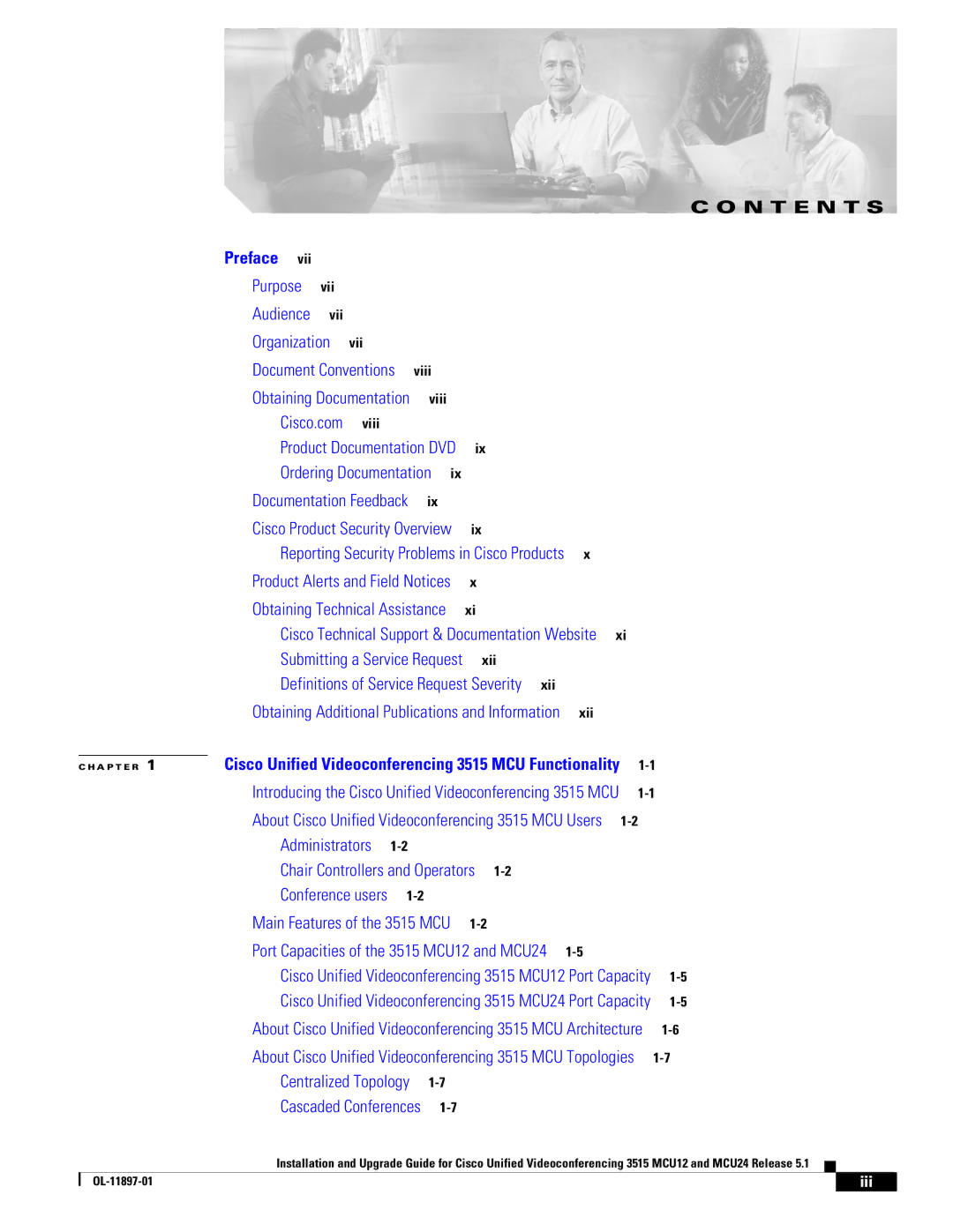 Cisco Systems MCU24 manual N T E N T S, Iii 