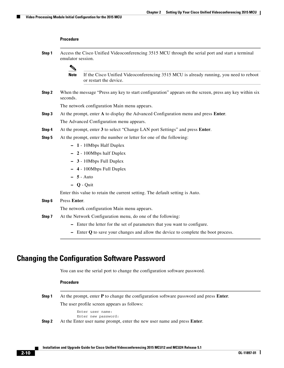 Cisco Systems MCU24 manual Changing the Configuration Software Password 