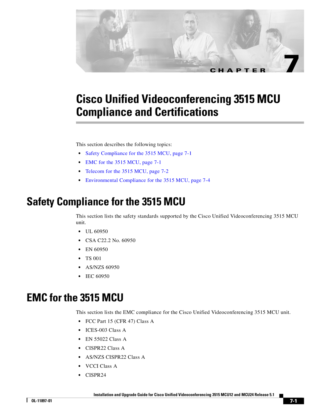 Cisco Systems MCU24 manual Safety Compliance for the 3515 MCU, EMC for the 3515 MCU 