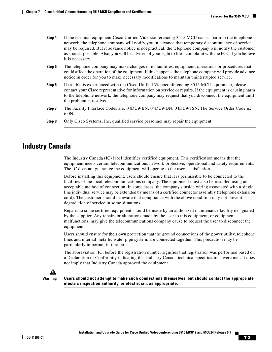 Cisco Systems MCU24 manual Industry Canada 