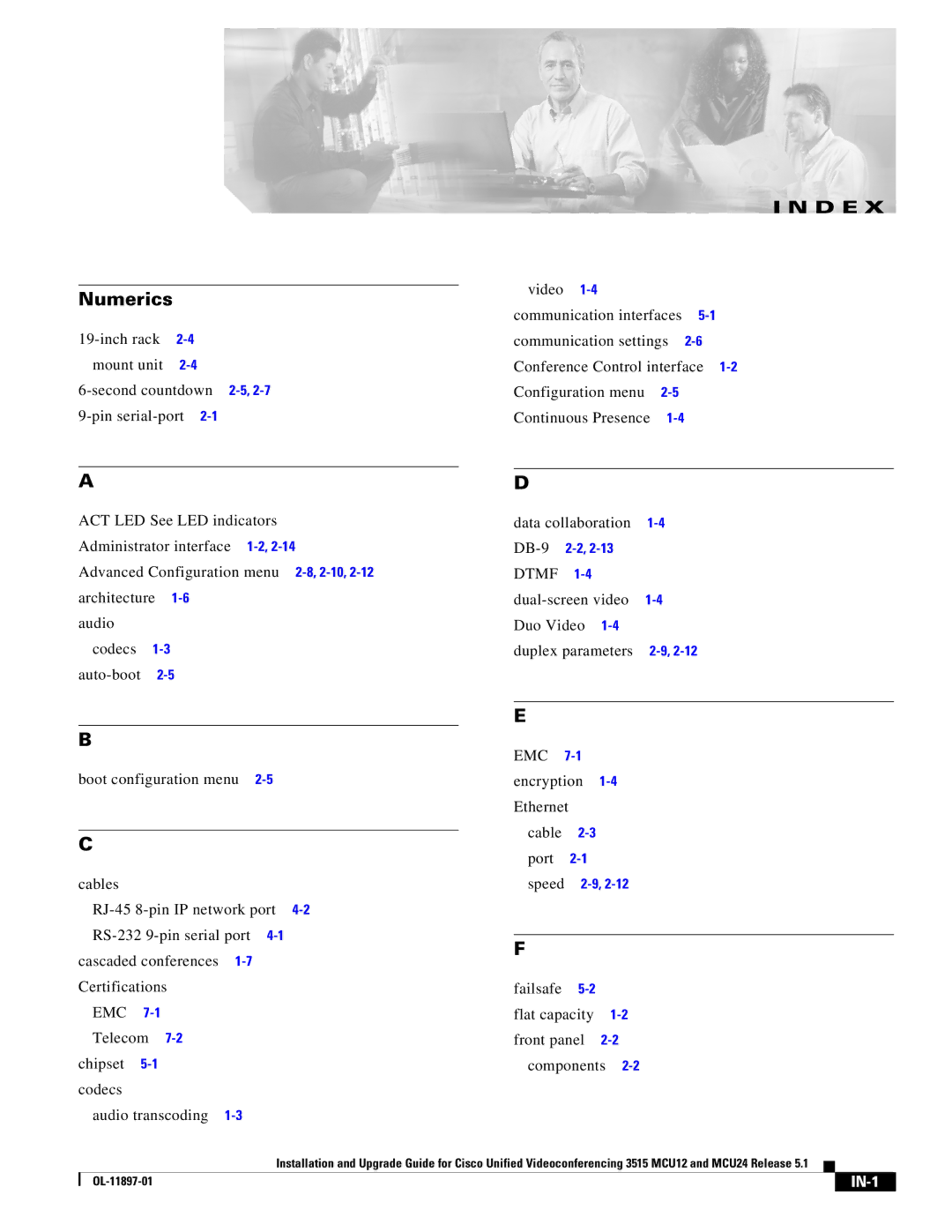 Cisco Systems MCU24 manual Numerics, IN-1 