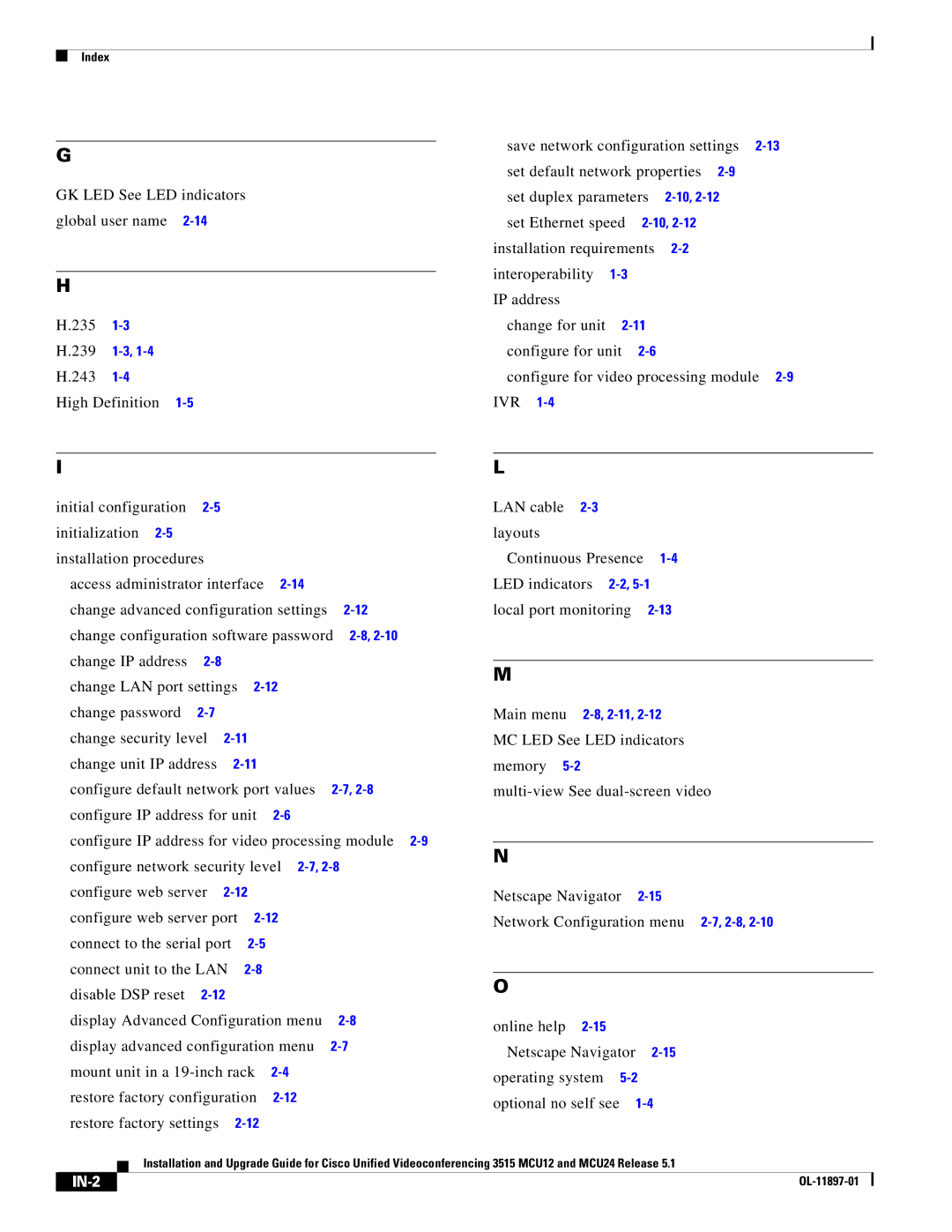 Cisco Systems MCU24 manual IN-2 