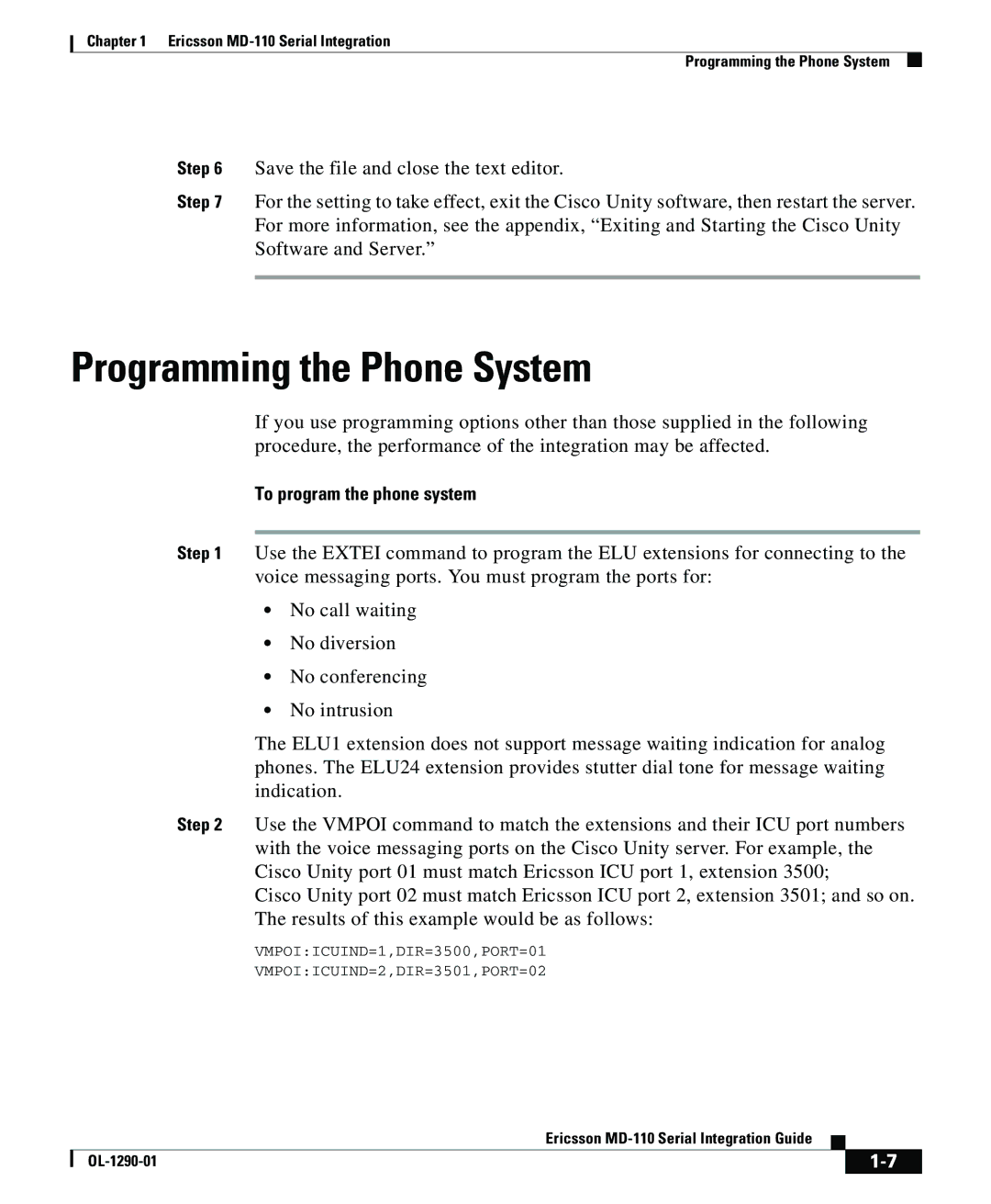 Cisco Systems MD-110 manual Programming the Phone System, To program the phone system 