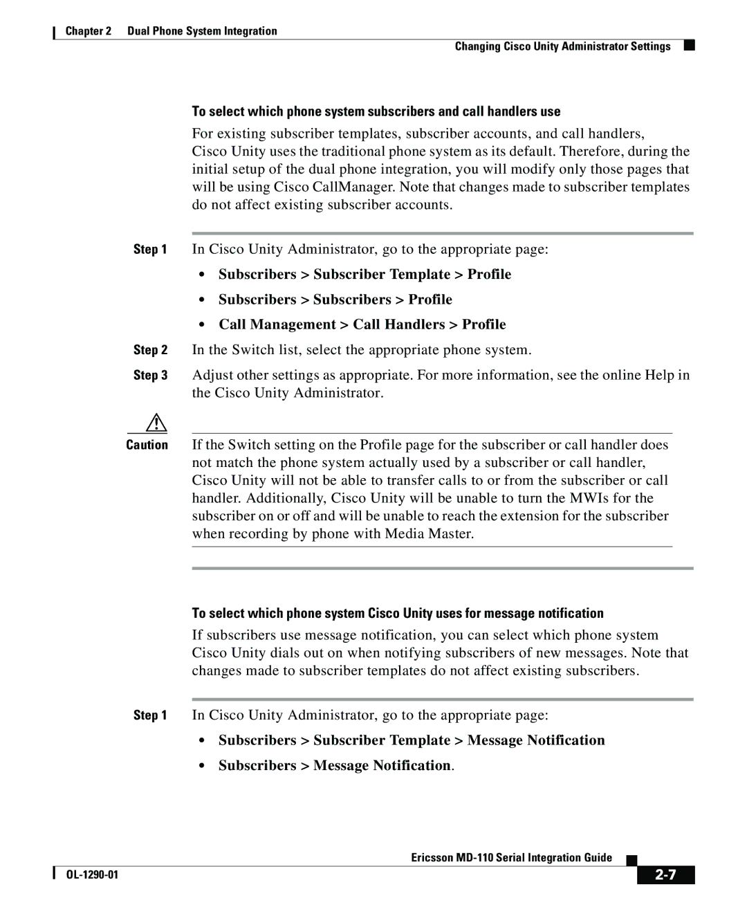 Cisco Systems MD-110 manual OL-1290-01 