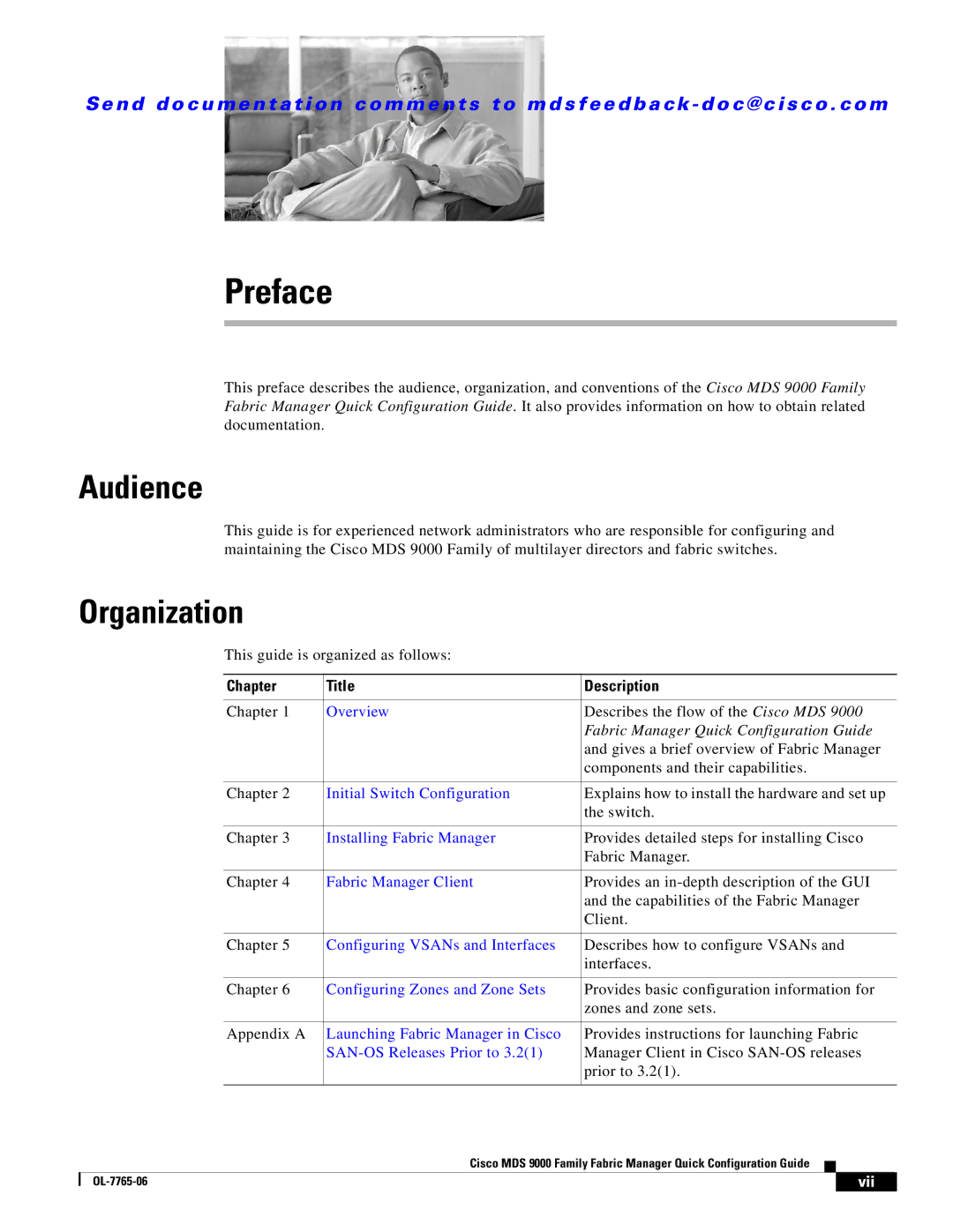 Cisco Systems MDS 9000 appendix Audience, Organization, Fabric Manager Quick Configuration Guide 