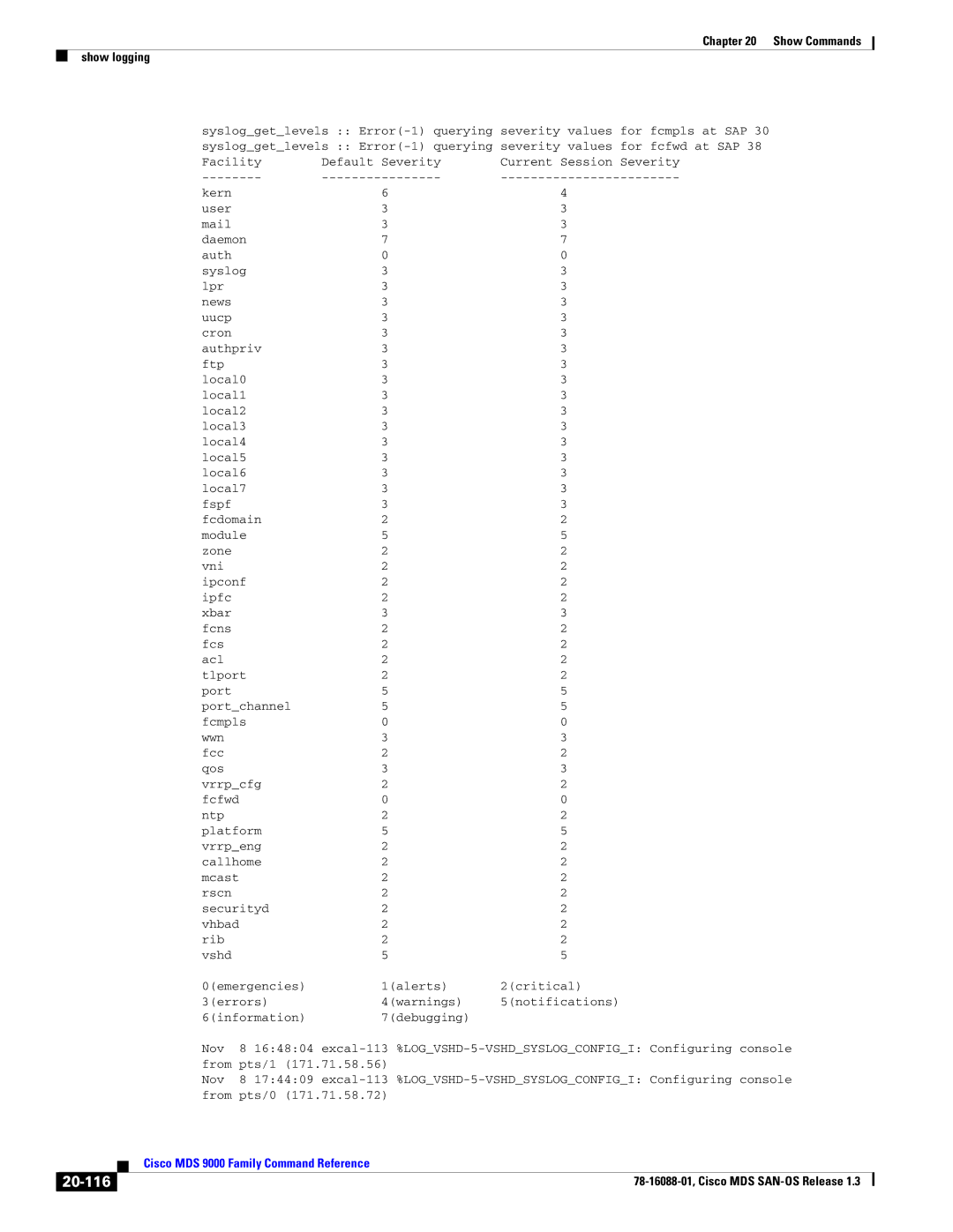 Cisco Systems MDS 9000 manual 20-116 