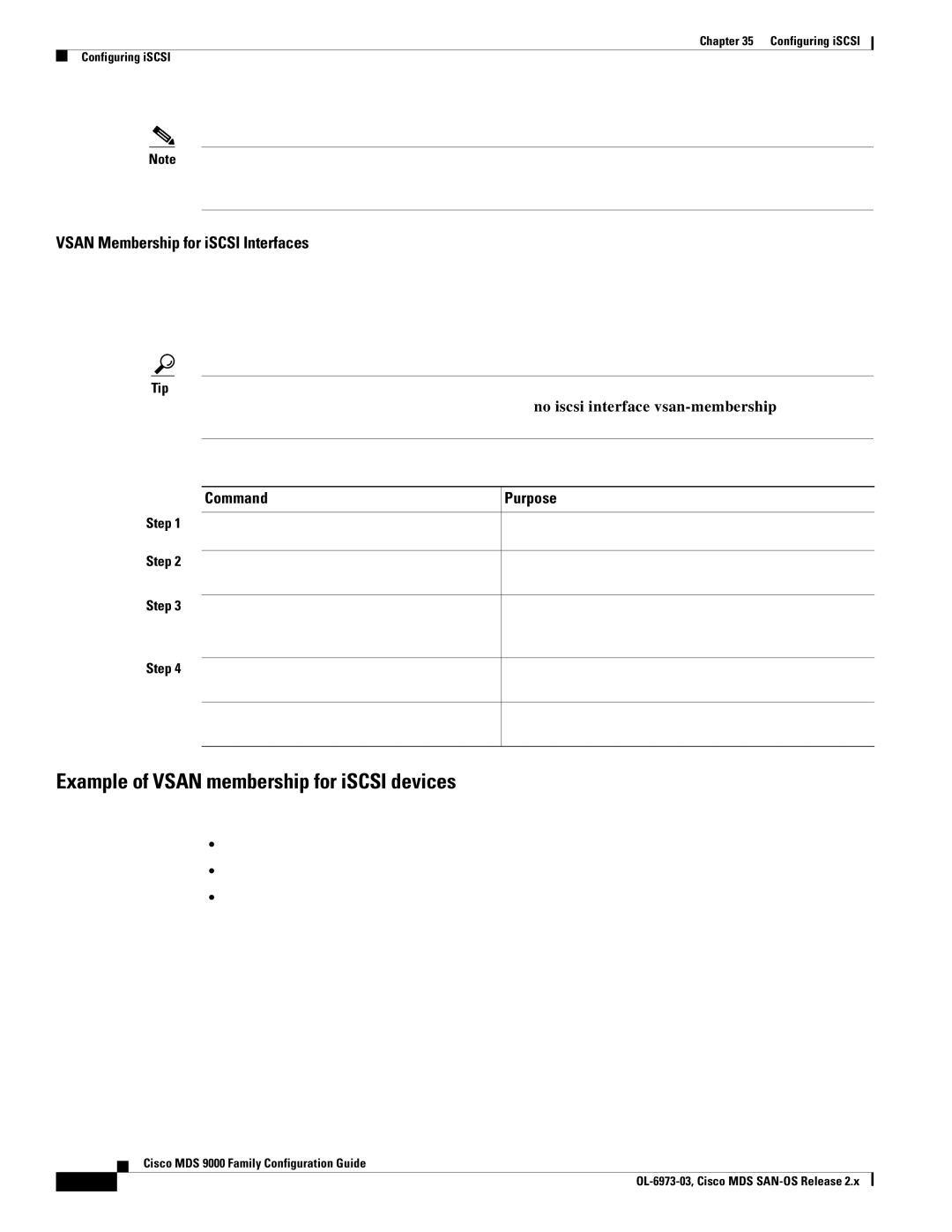 Cisco Systems MDS 9000 setup guide Example of Vsan membership for iSCSI devices 