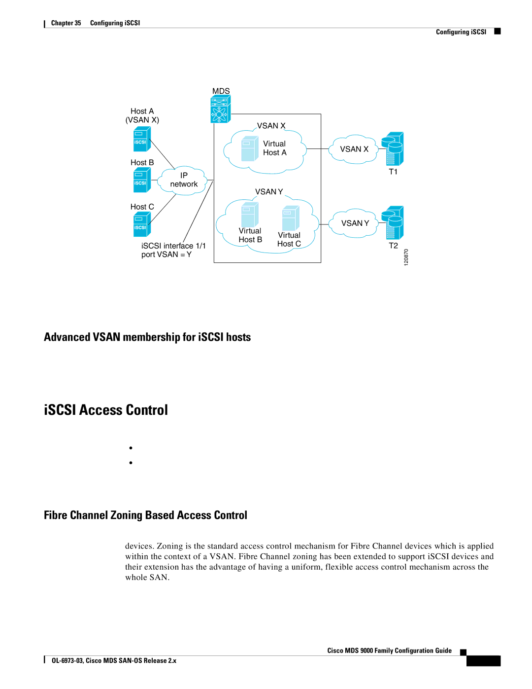 Cisco Systems MDS 9000 setup guide ISCSI Access Control, Advanced Vsan membership for iSCSI hosts 