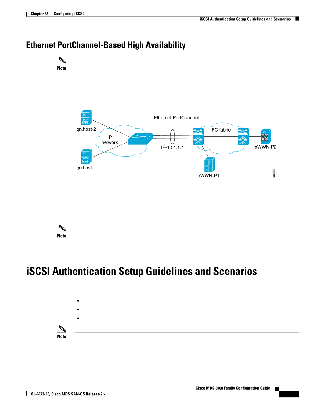 Cisco Systems MDS 9000 ISCSI Authentication Setup Guidelines and Scenarios, Ethernet PortChannel-Based High Availability 