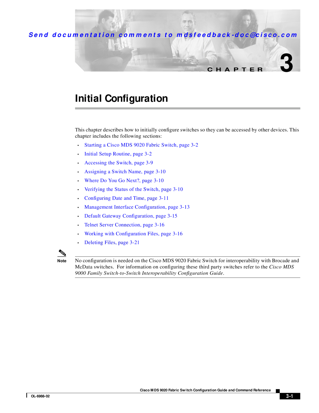 Cisco Systems MDS 9020 manual Initial Configuration 