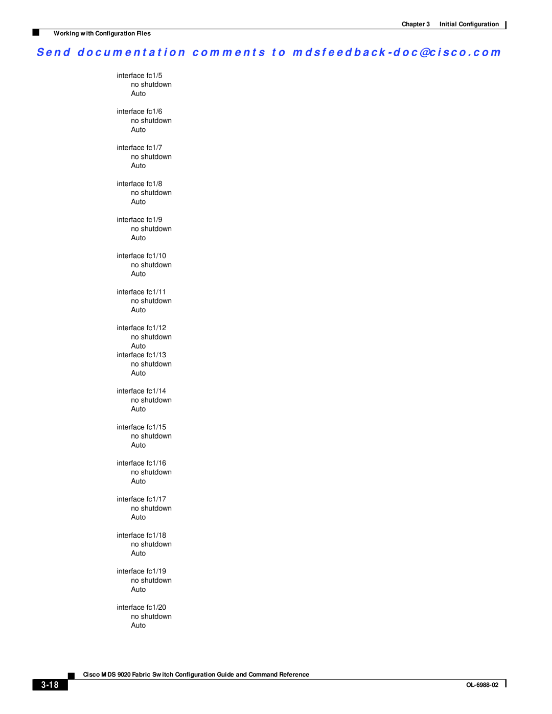 Cisco Systems MDS 9020 manual Initial Configuration Working with Configuration Files 