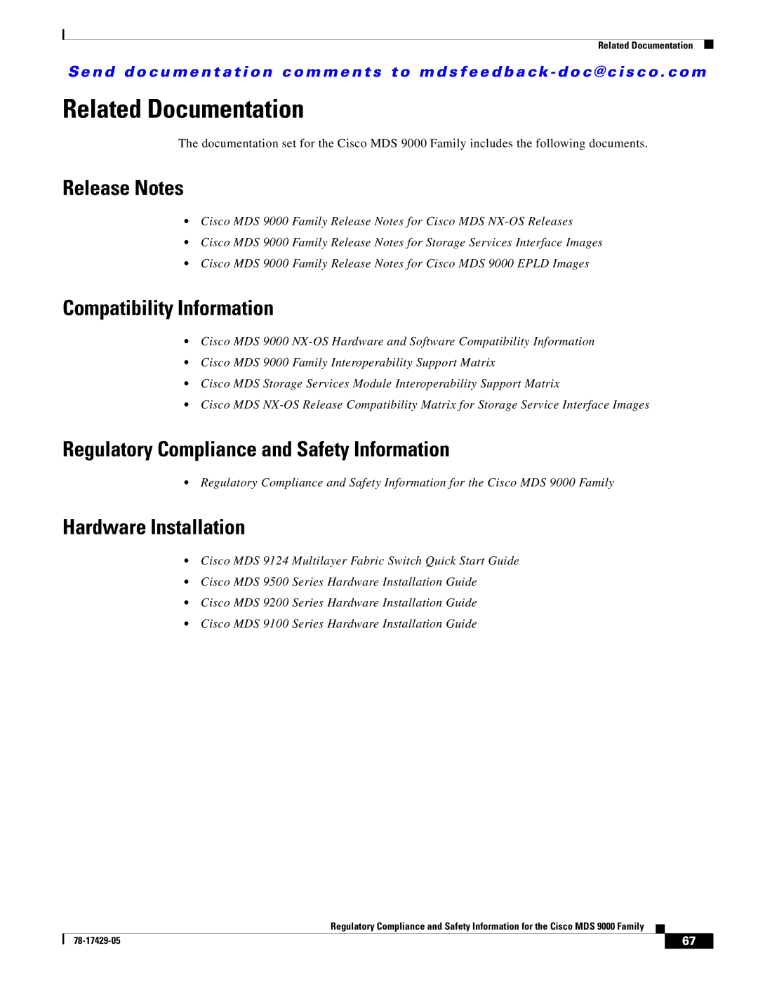 Cisco Systems MDS 9500, MDS 9100 Release Notes, Compatibility Information, Regulatory Compliance and Safety Information 