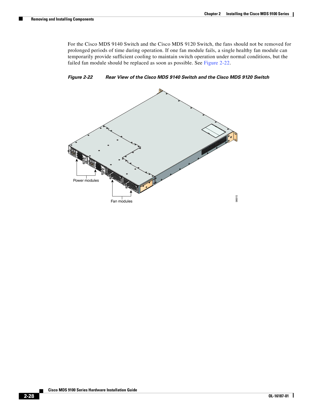 Cisco Systems MDS 9100 Series manual Power modules Fan modules 