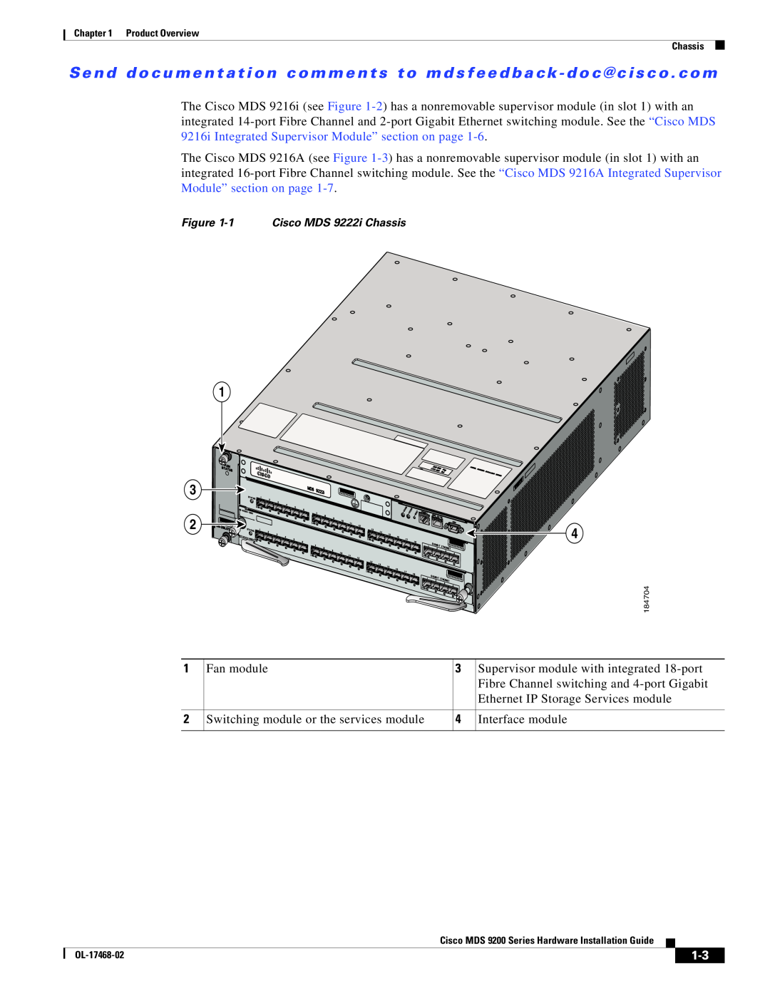 Cisco Systems MDS 9200 Series manual Fan module 