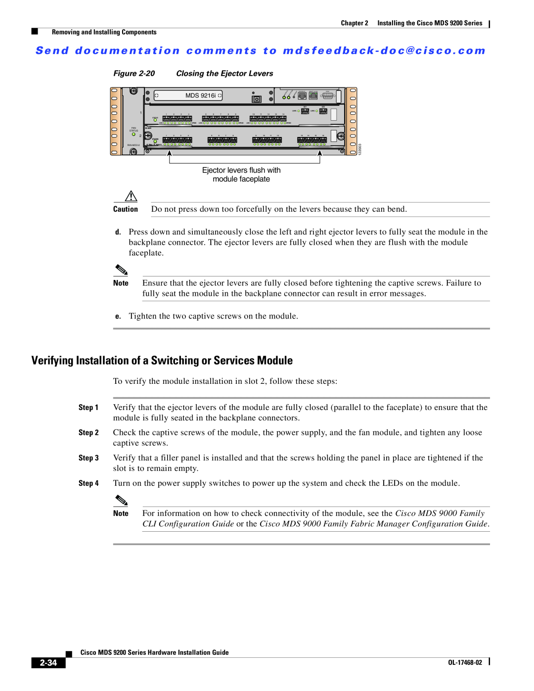 Cisco Systems MDS 9200 Series manual Verifying Installation of a Switching or Services Module, 2-34 