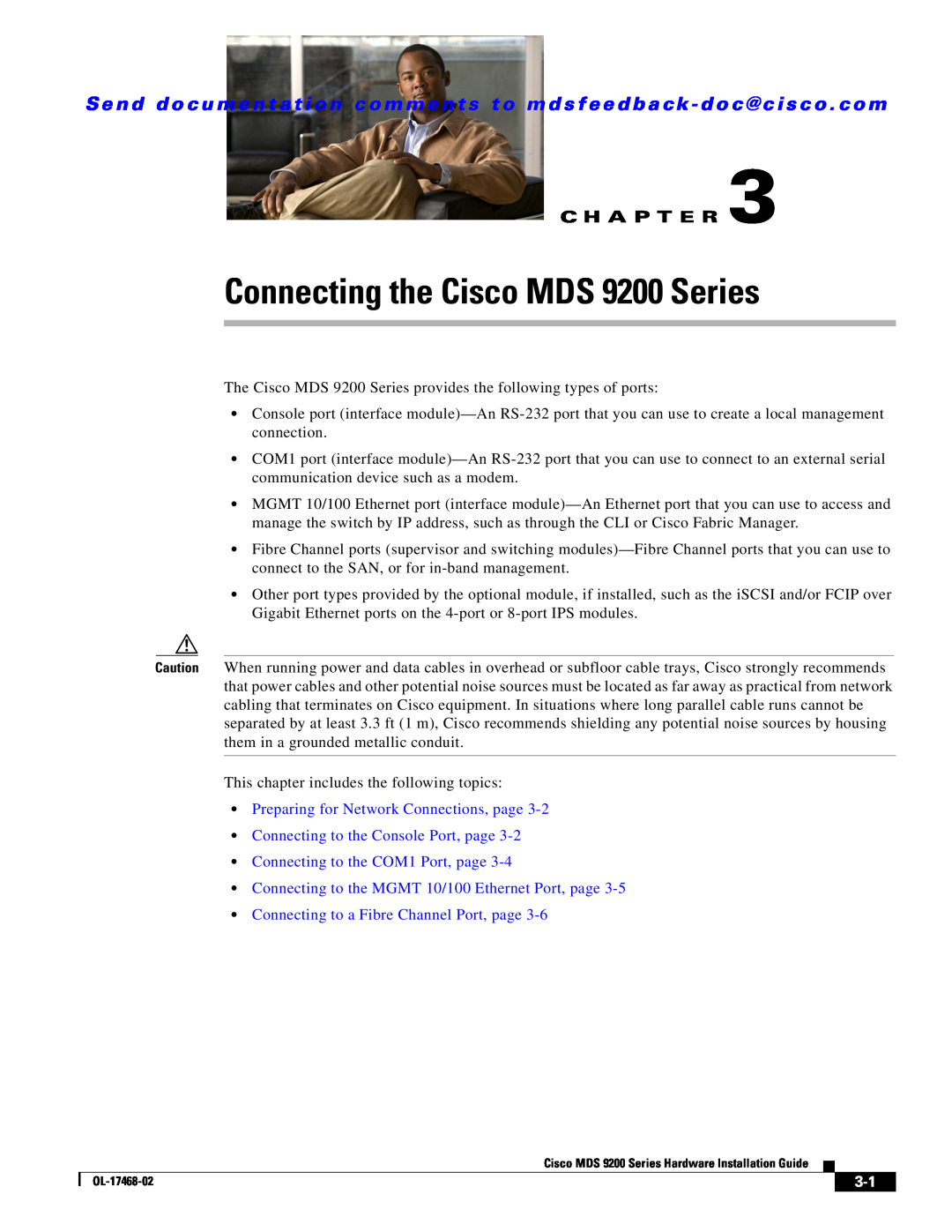 Cisco Systems manual Connecting the Cisco MDS 9200 Series, Preparing for Network Connections, page, C H A P T E R 