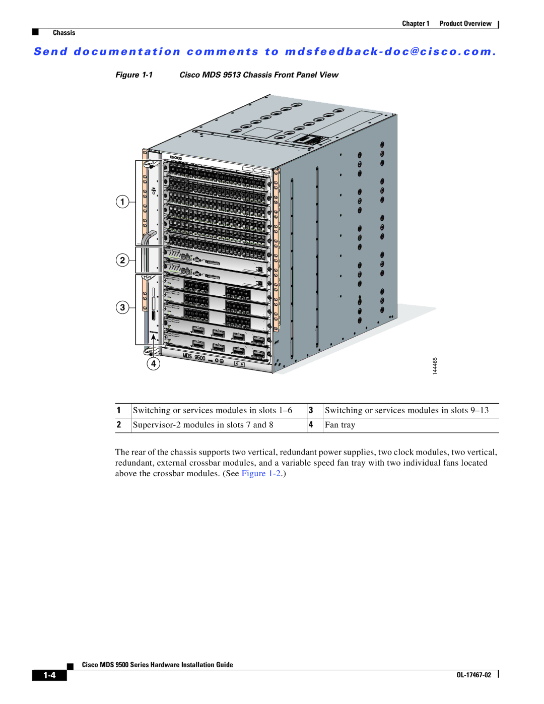 Cisco Systems MDS 9500 Series manual Cisco MDS 9513 Chassis Front Panel View 