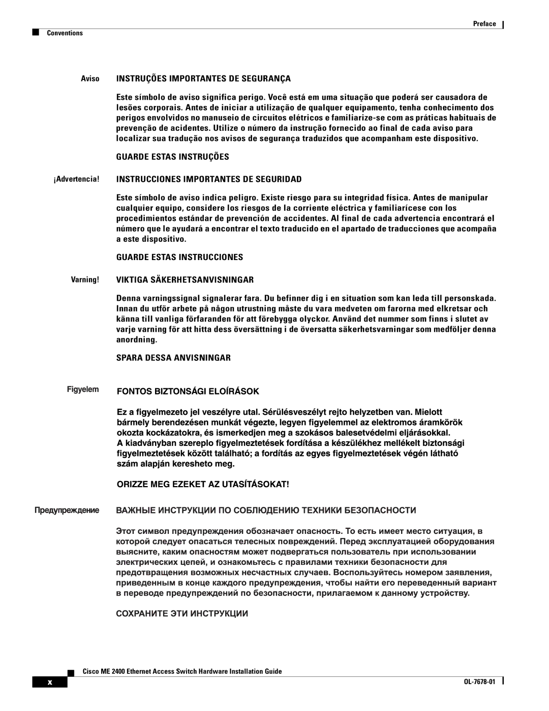 Cisco Systems ME 2400 manual Guarde Estas Instruções 