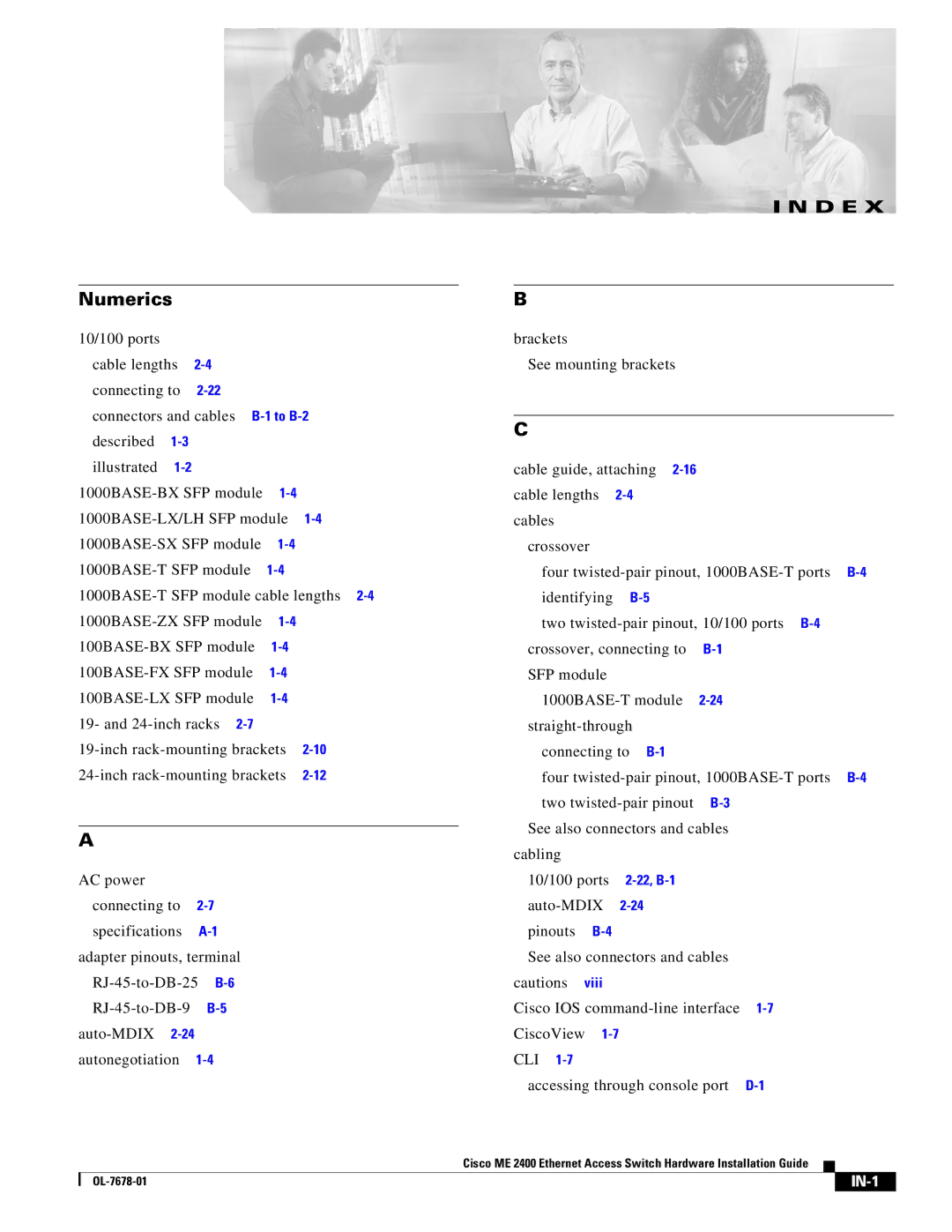 Cisco Systems ME 2400 manual Numerics 