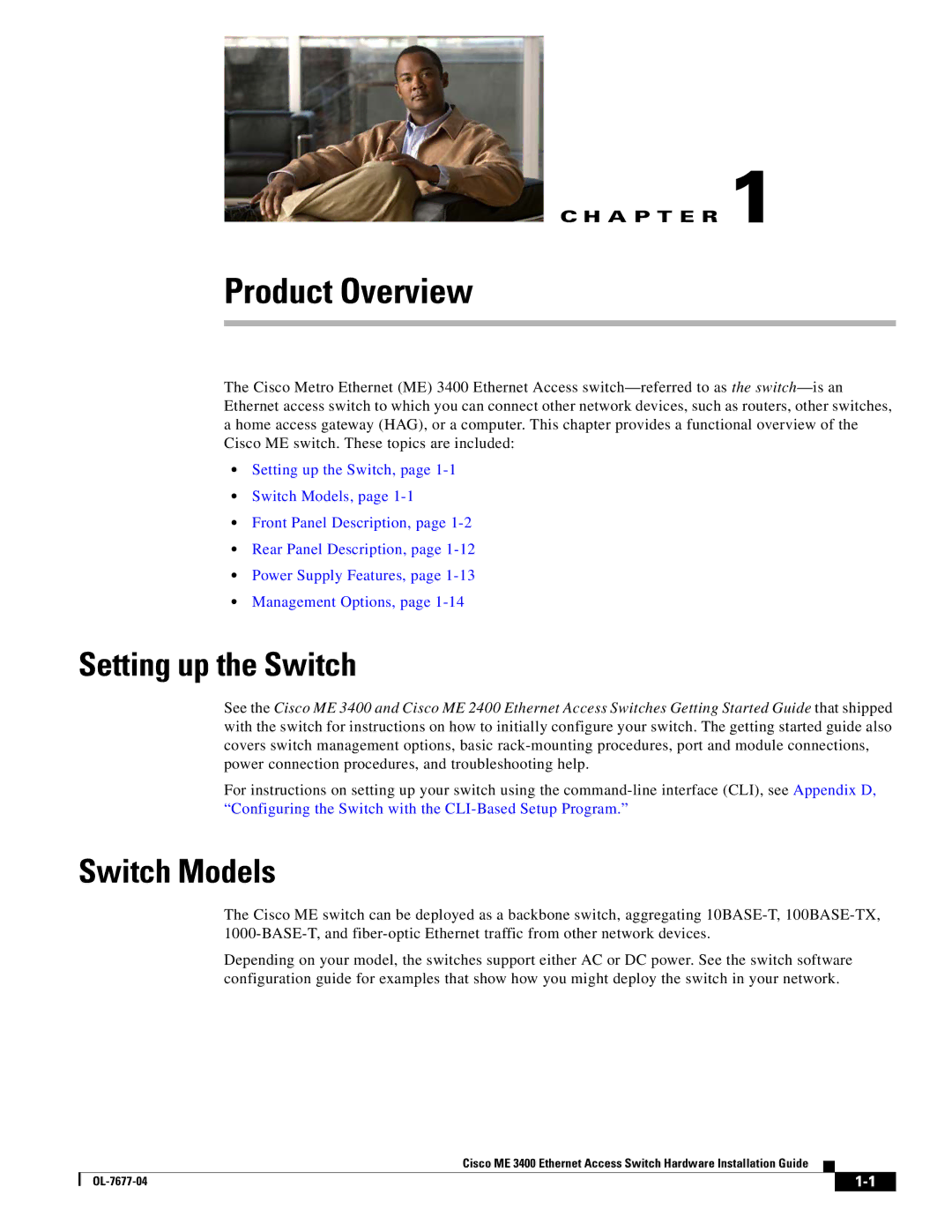 Cisco Systems ME 3400 manual Setting up the Switch, Switch Models 