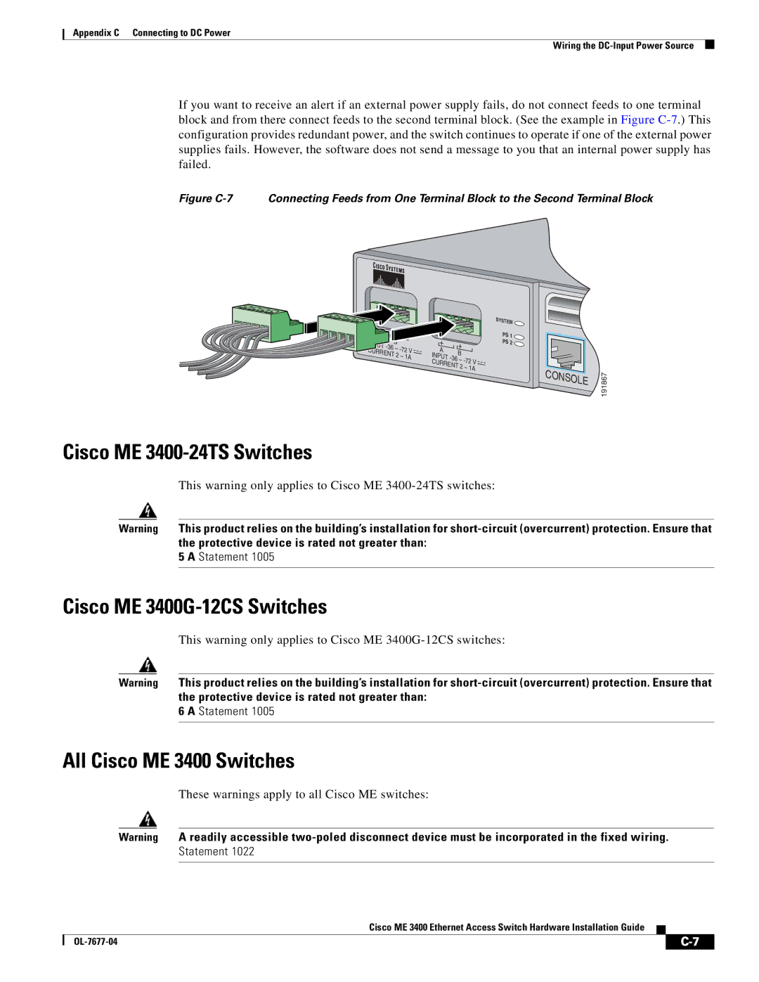 Cisco Systems manual Cisco ME 3400-24TS Switches, Cisco ME 3400G-12CS Switches, All Cisco ME 3400 Switches 