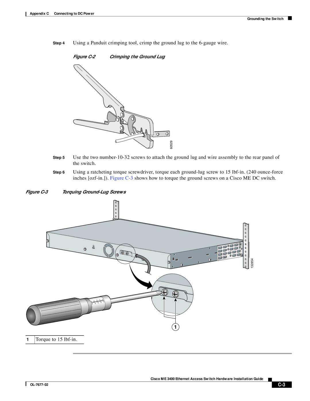 Cisco Systems ME 3400 appendix Torque to 15 lbf-in 