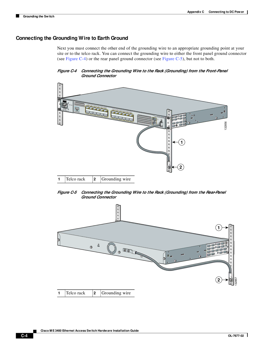 Cisco Systems ME 3400 appendix Connecting the Grounding Wire to Earth Ground 