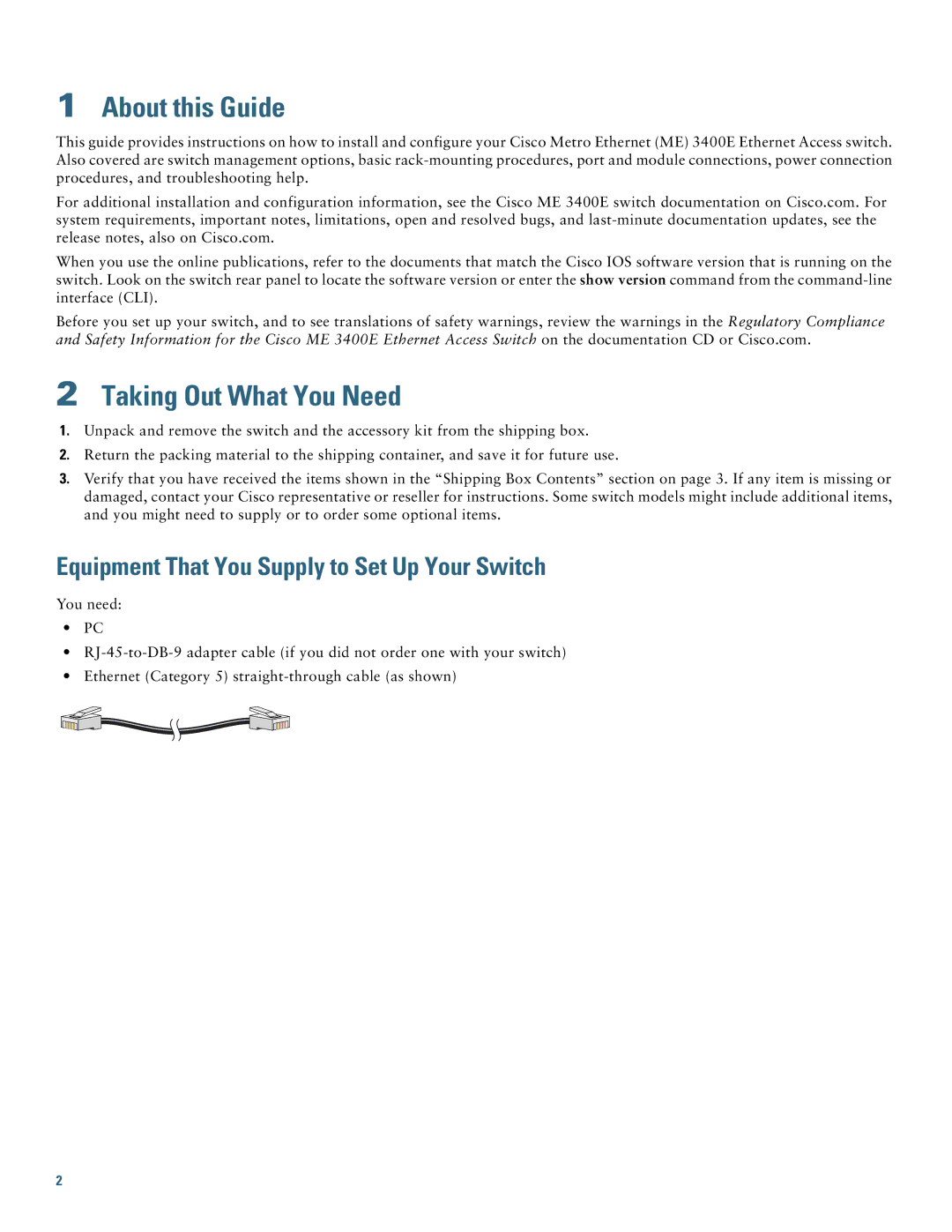 Cisco Systems ME 3400E warranty About this Guide, Taking Out What You Need, Equipment That You Supply to Set Up Your Switch 