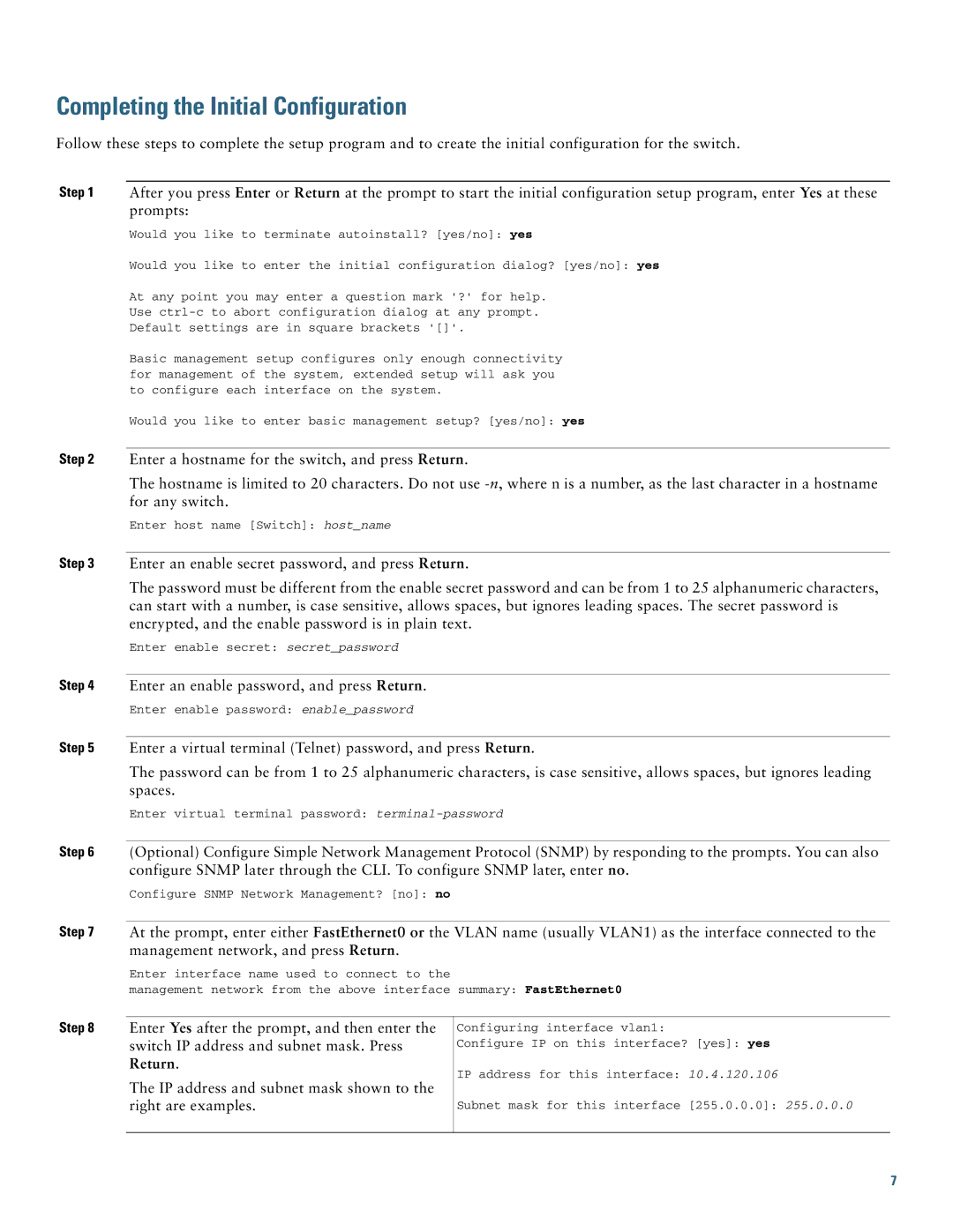 Cisco Systems ME 3400E warranty Completing the Initial Configuration 